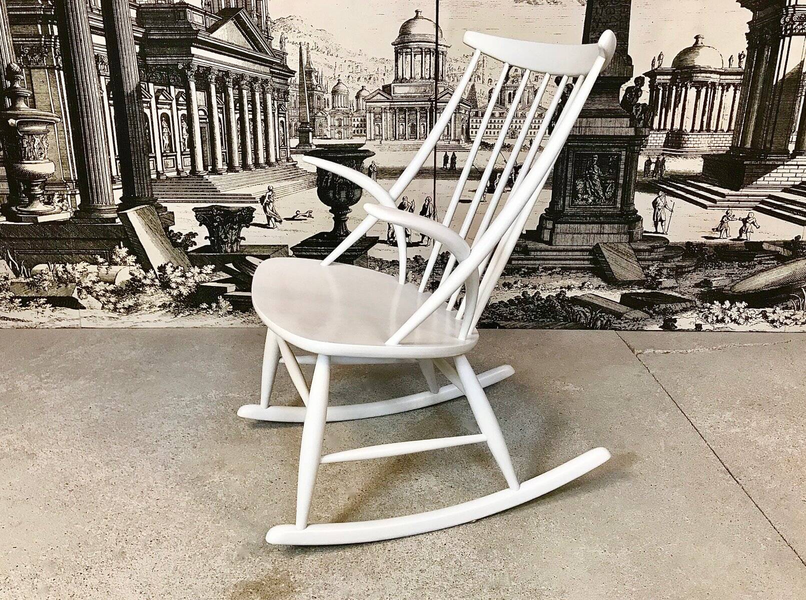 Wooden Rocking chair by Illum Wikkelsø for Niels Eilersen, Denmark 1950s