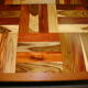 Square table in solid wood mosaic with chrome base, circa 1970