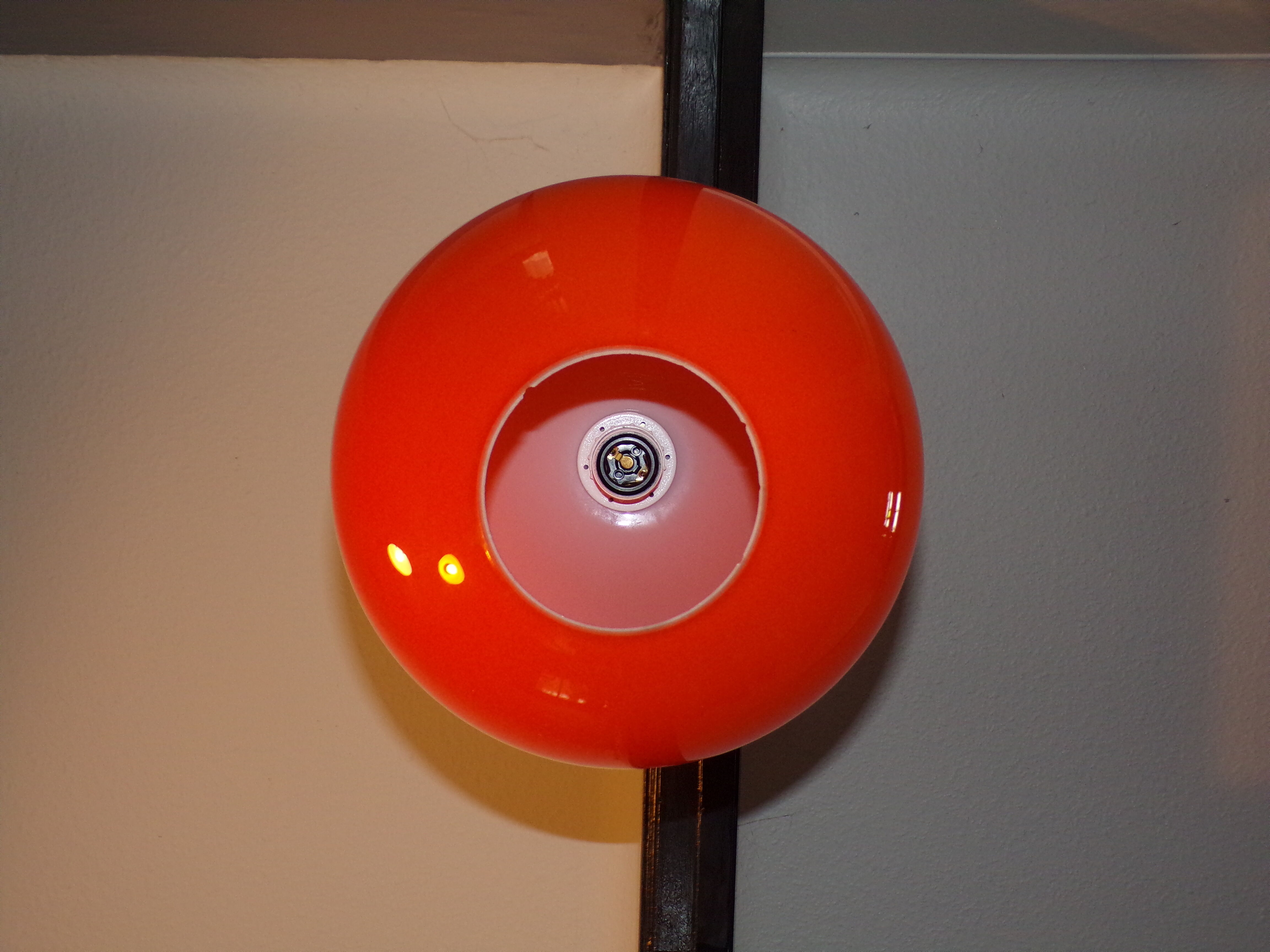 Orange opaline ball suspension 1970