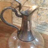 Aiguière en verre et métal argenté