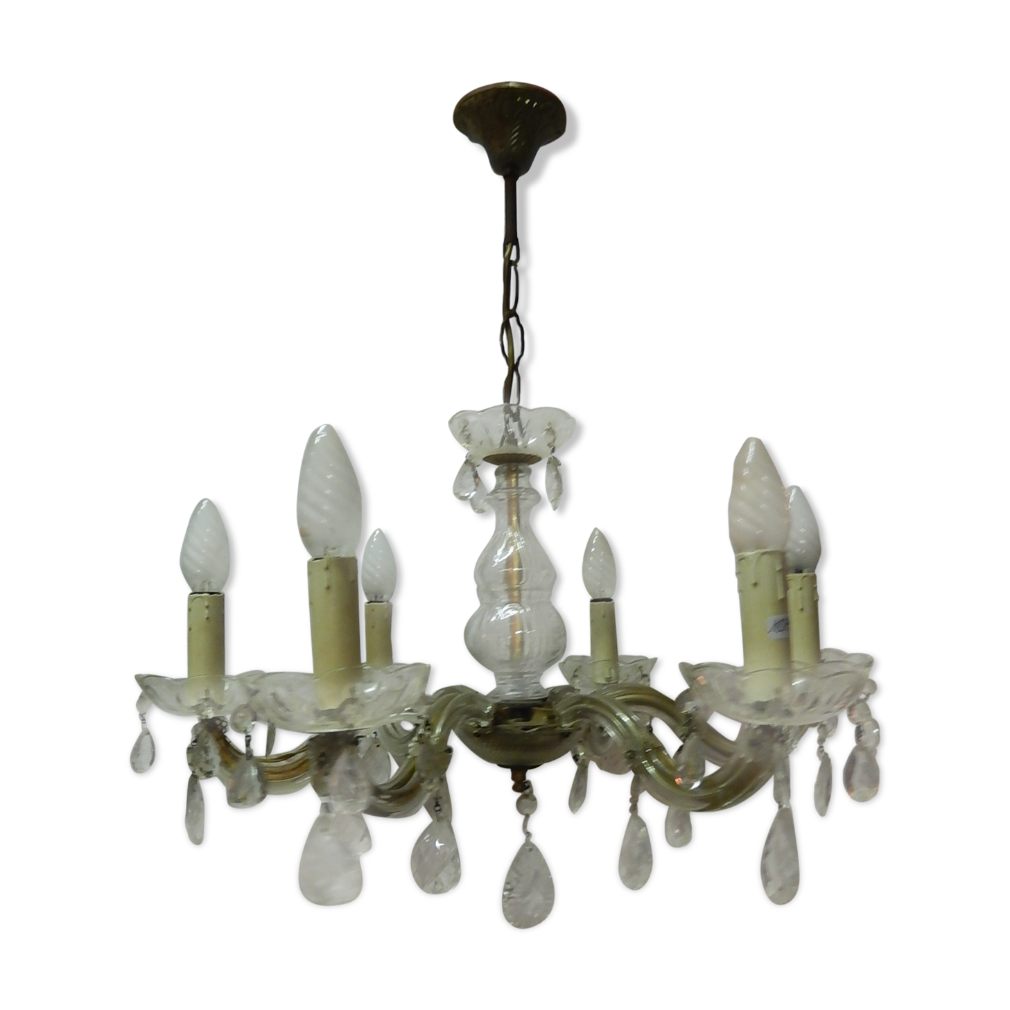 Glass stamp chandelier cut 6 lights