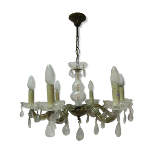 Lustre à pampilles en verre taillé