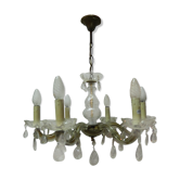 Lustre à pampilles en verre taillé 6 lumières