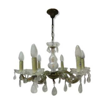 Glass stamp chandelier cut 6 lights