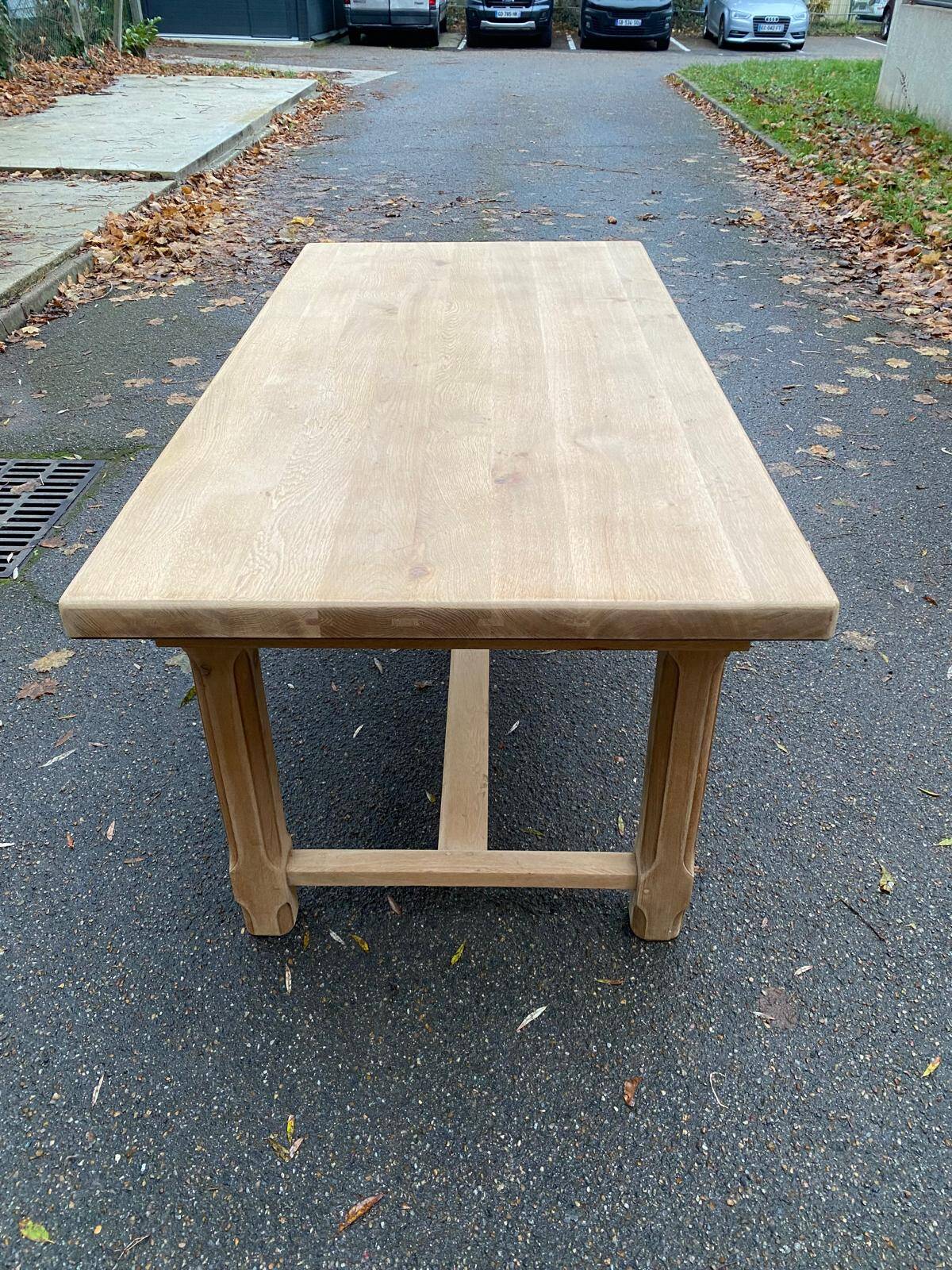 Extendable farmhouse dining table restored in solid oak, 19th century, 180-280cm