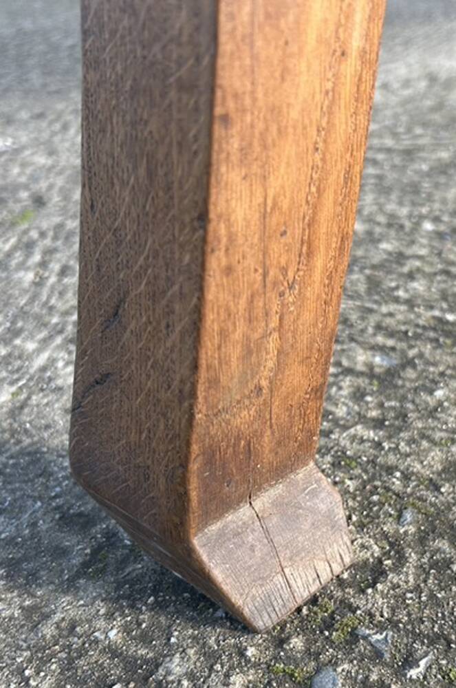 Solid oak farmhouse table, one drawer, vintage, early 20th century.