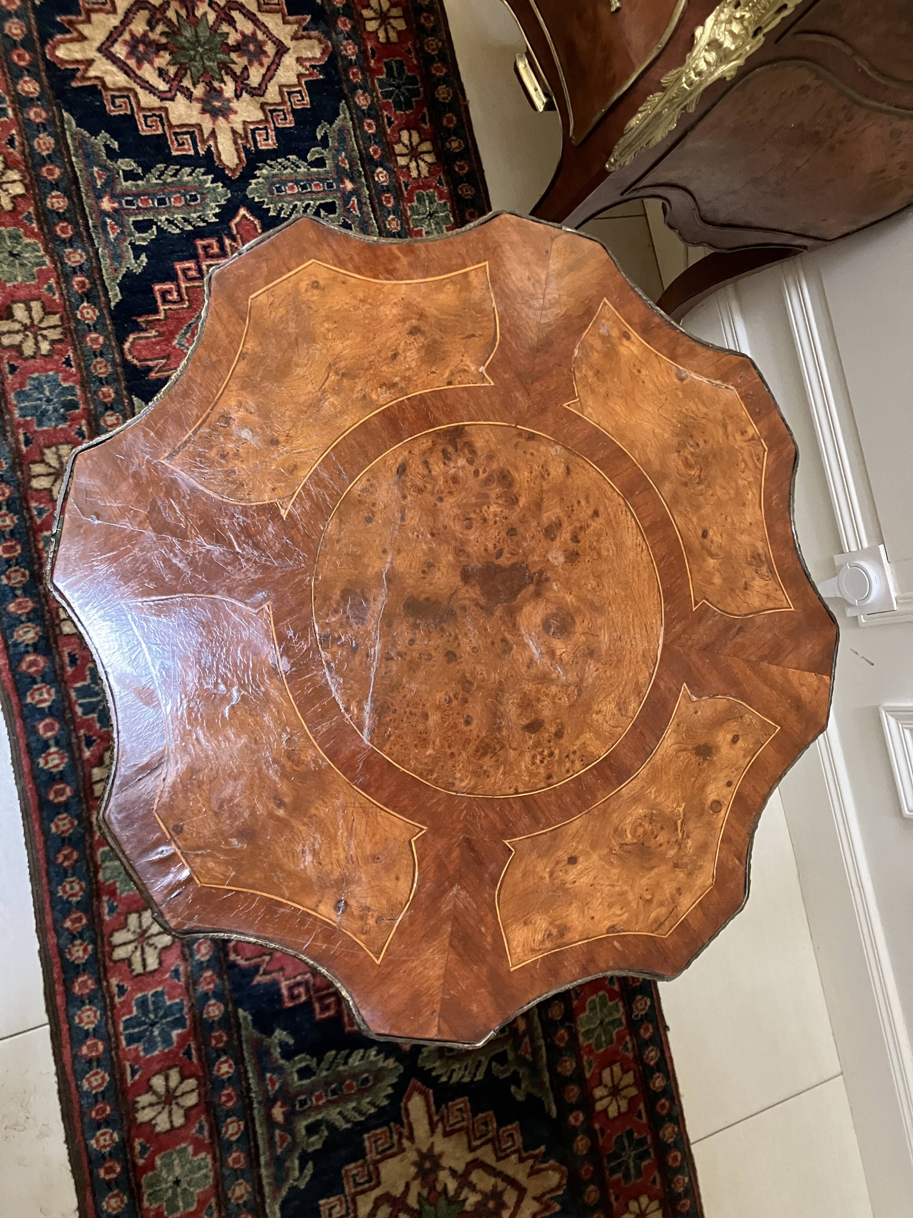 Marquetry pedestal table from the end of the 19th century