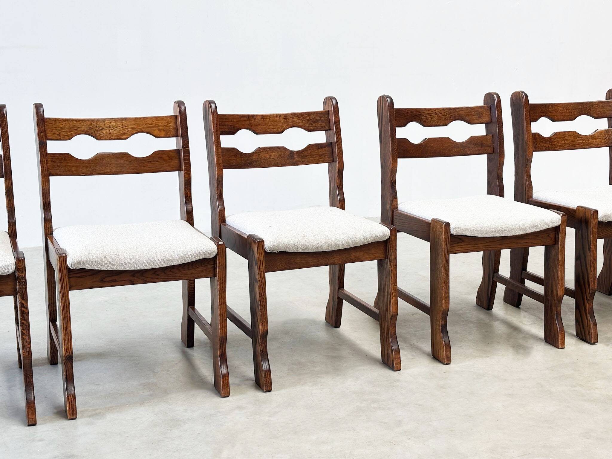 Set of six Razorback dining chairs