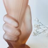 Art deco vase in pink frosted glass