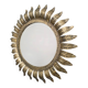 Midcentury French gold gilded leaf sunburst mirror