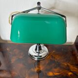Lampe de bureau, notaire, banquier, opaline verte, art deco 1930