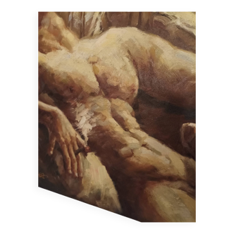 Oil on canvas nude by Félix Bauer