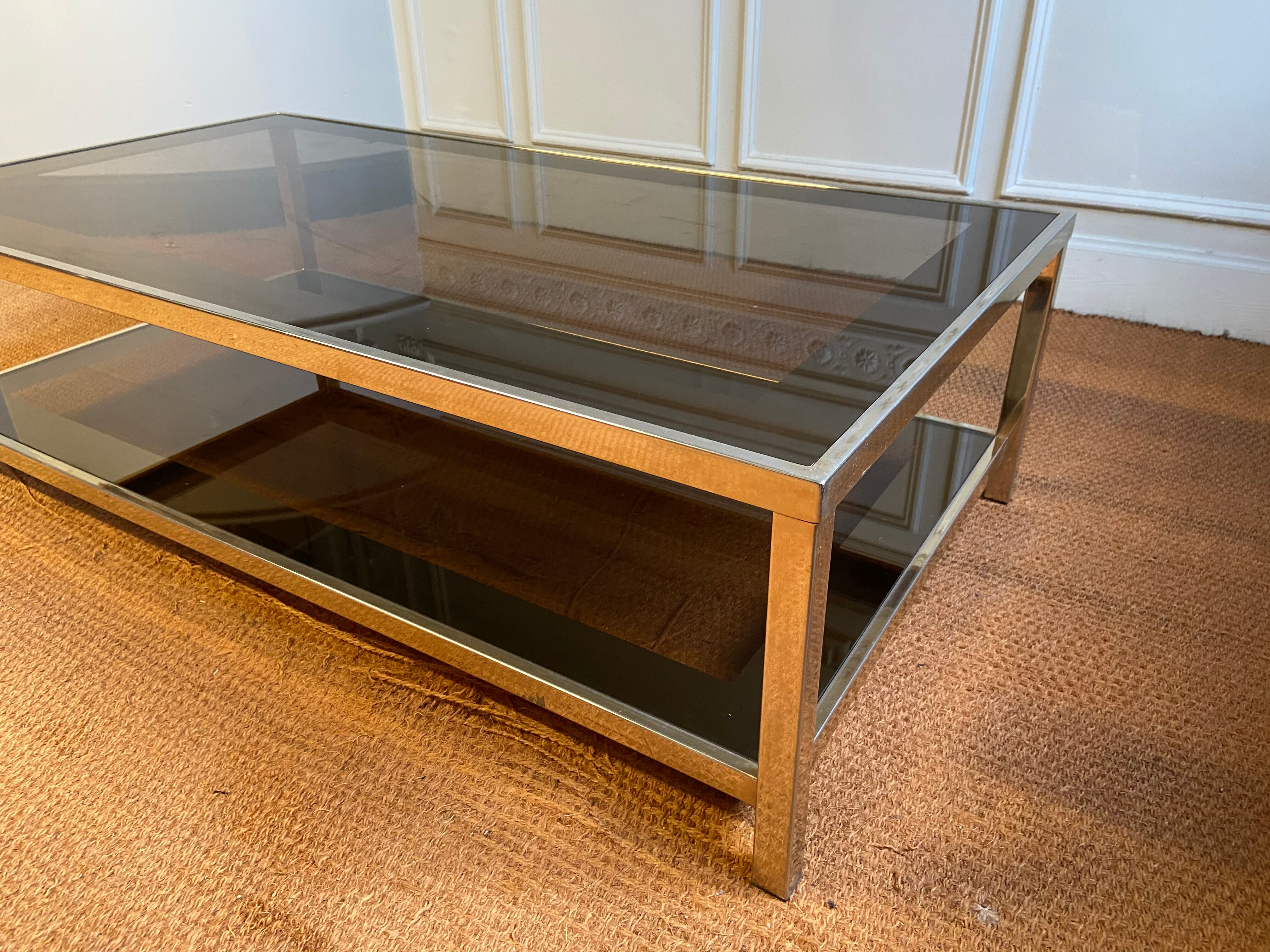 Belgo Chrome gold coffee table at 23K gold, 1970