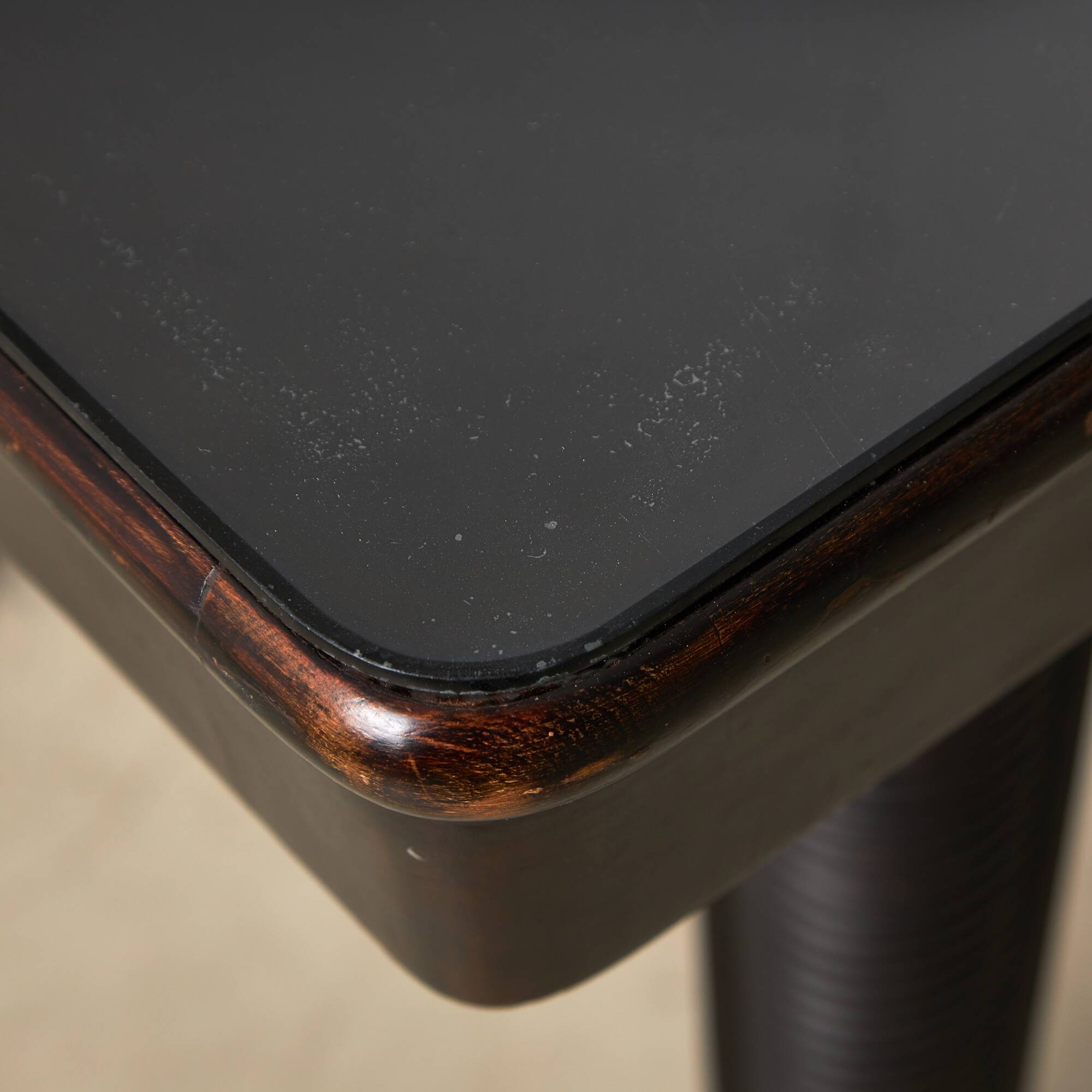 Large Robust Dinig Table with Carved Legs and Glass Top