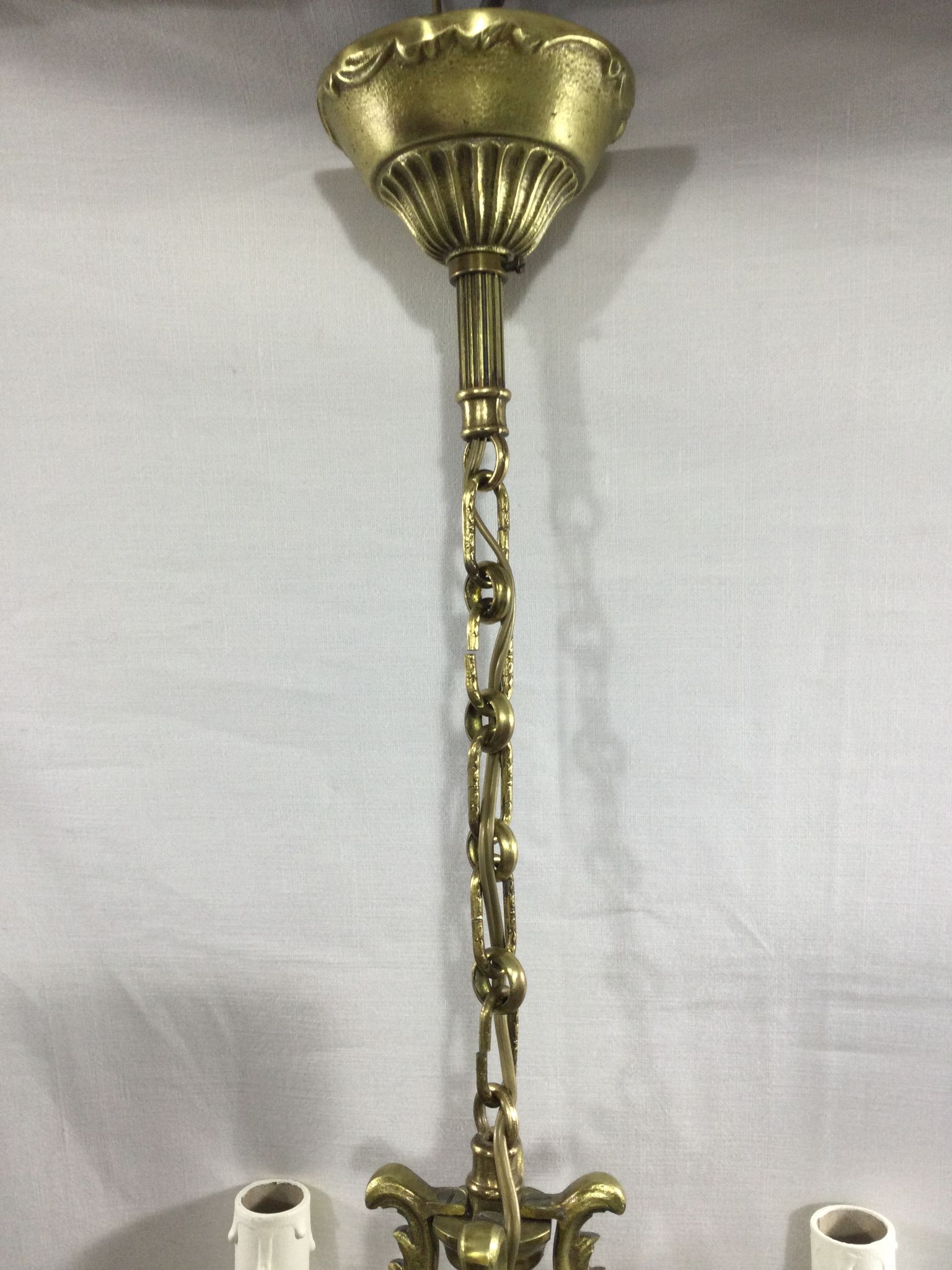 Lustre cage à  4 lumières bronze et cristal