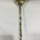 Lustre cage à  4 lumières bronze et cristal