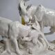 Saxon porcelain group, two fighting goats, signed Röhle, 1900