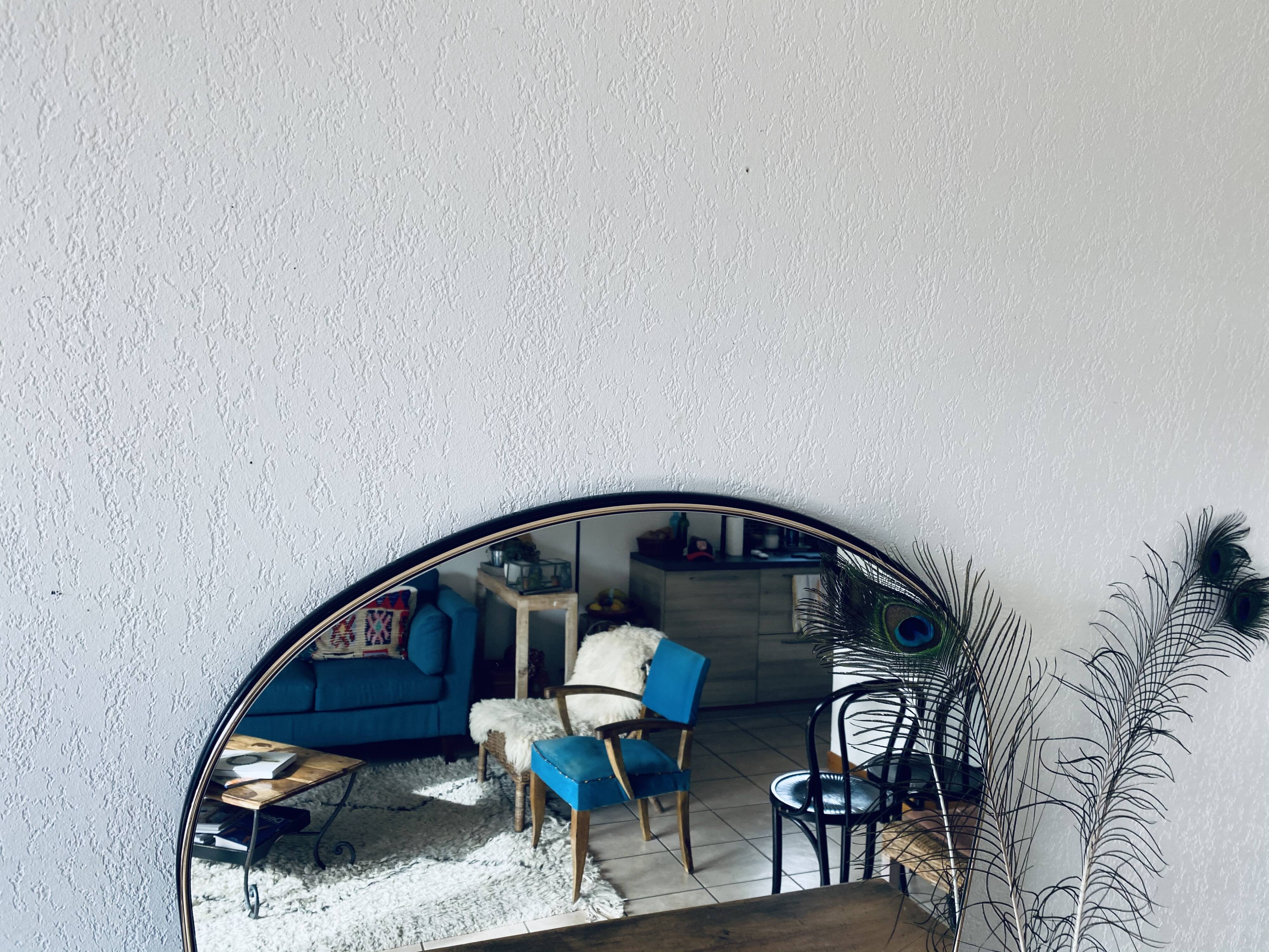Black and gold art deco mirror - 81x69cm
