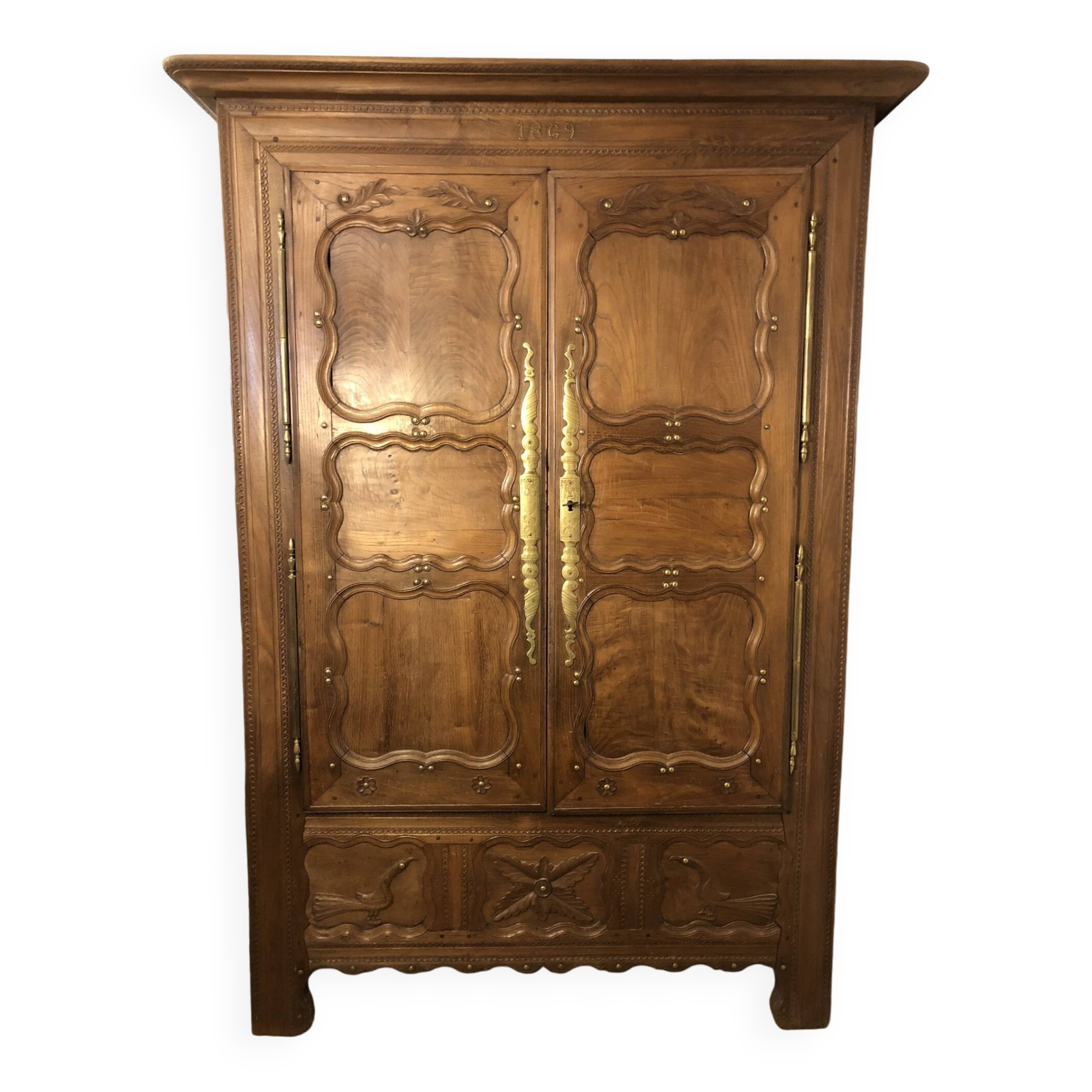 Breton wedding armoire in chestnut - Dated 1869