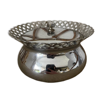 Sugar bowl with a silver-plated lid.