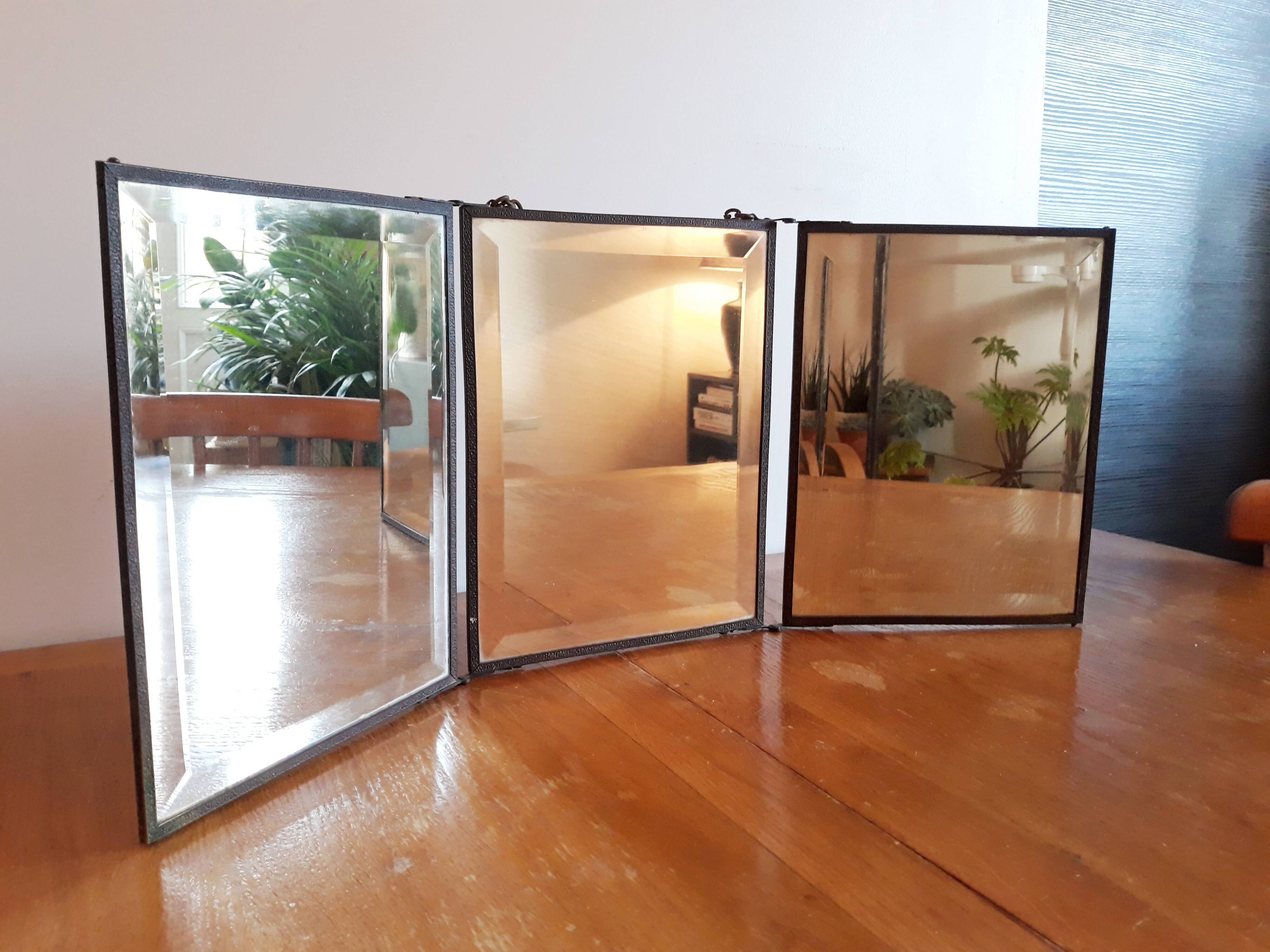 Mirror triptych barber vintage 66cm x 27cm