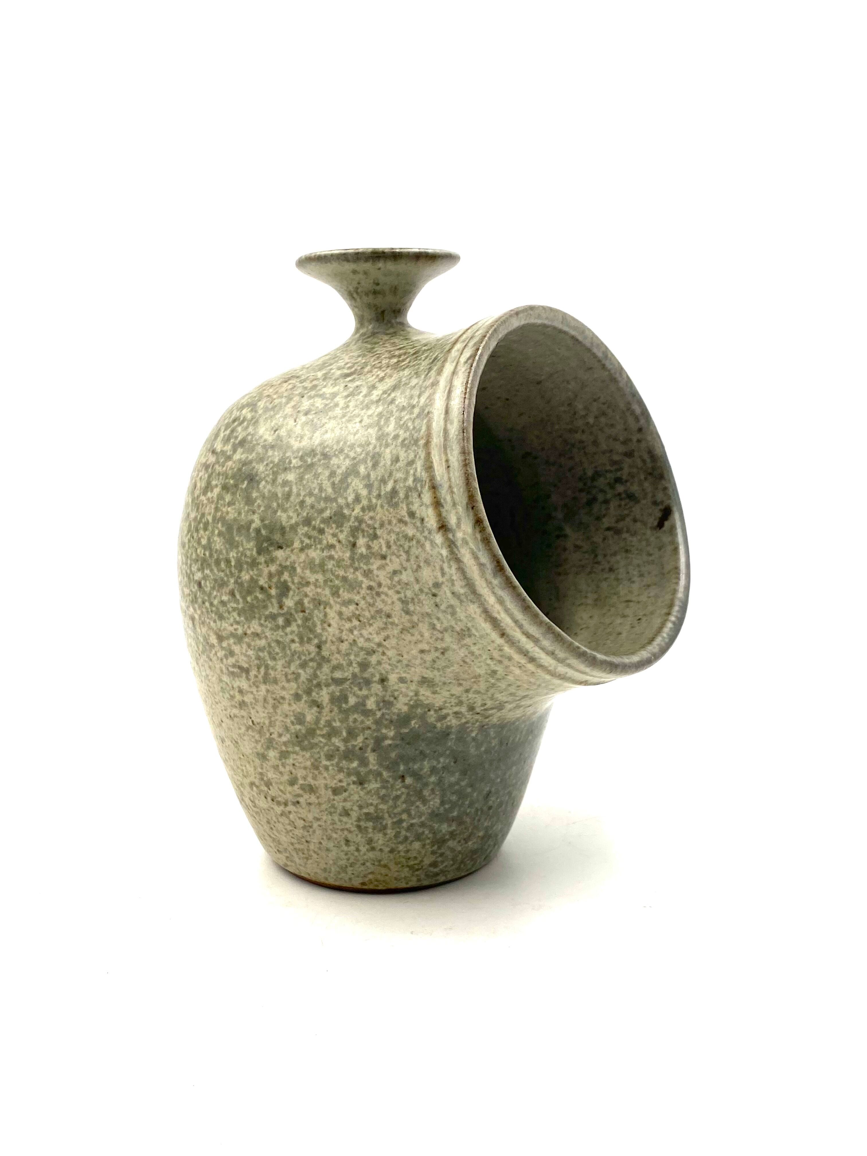 Organic green ceramic vase, France 1960s