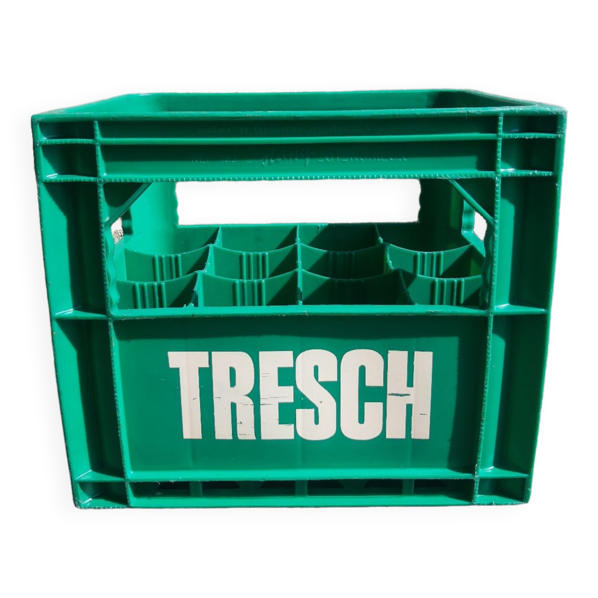 Vintage Tresch green plastic bottle box