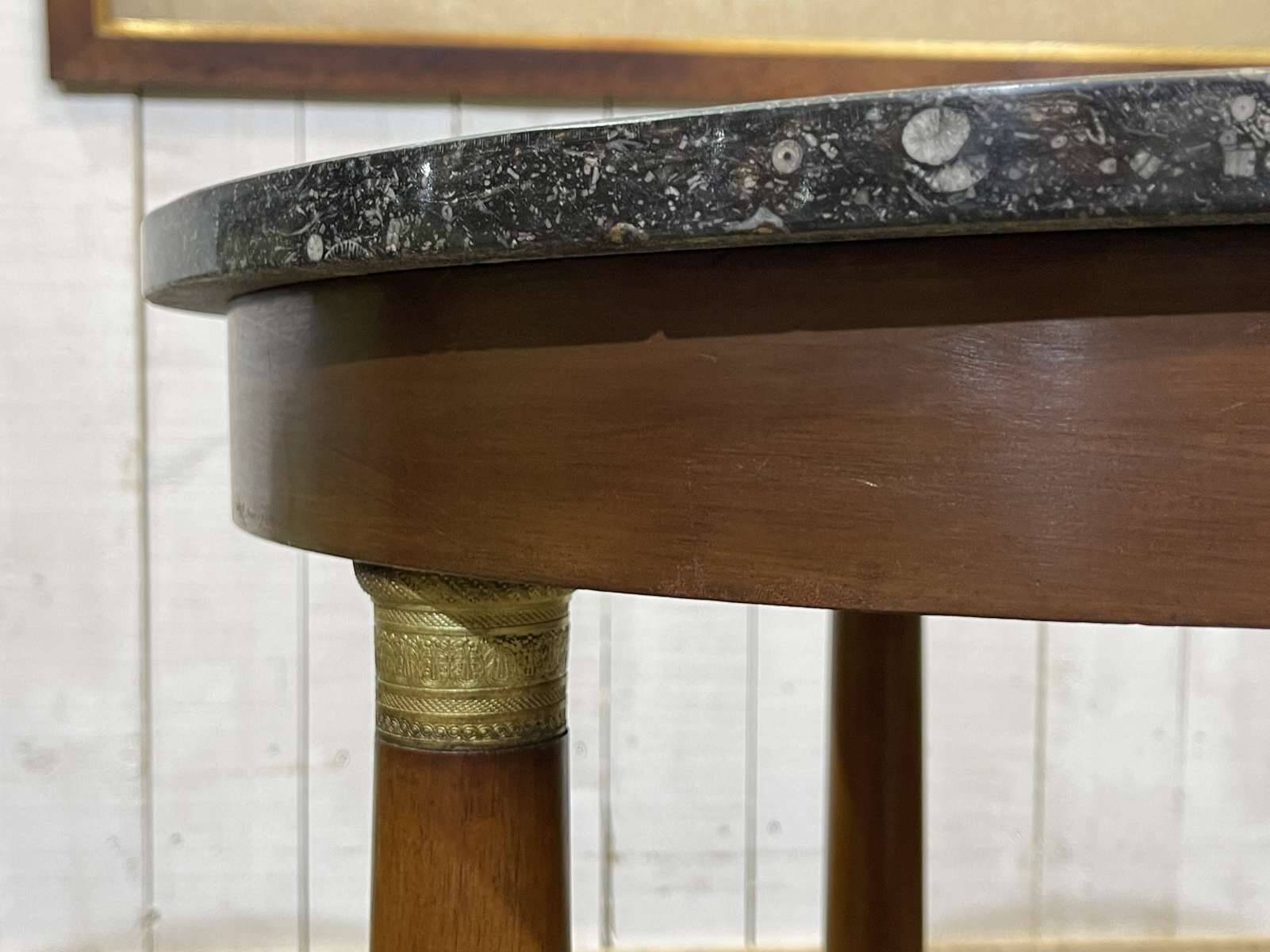 Empire-style side table from the 1950s in mahogany and black marble