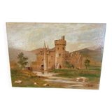 Tableau ancien huile sur panneau j.b maurice vecker (1896-1998) petit châte
