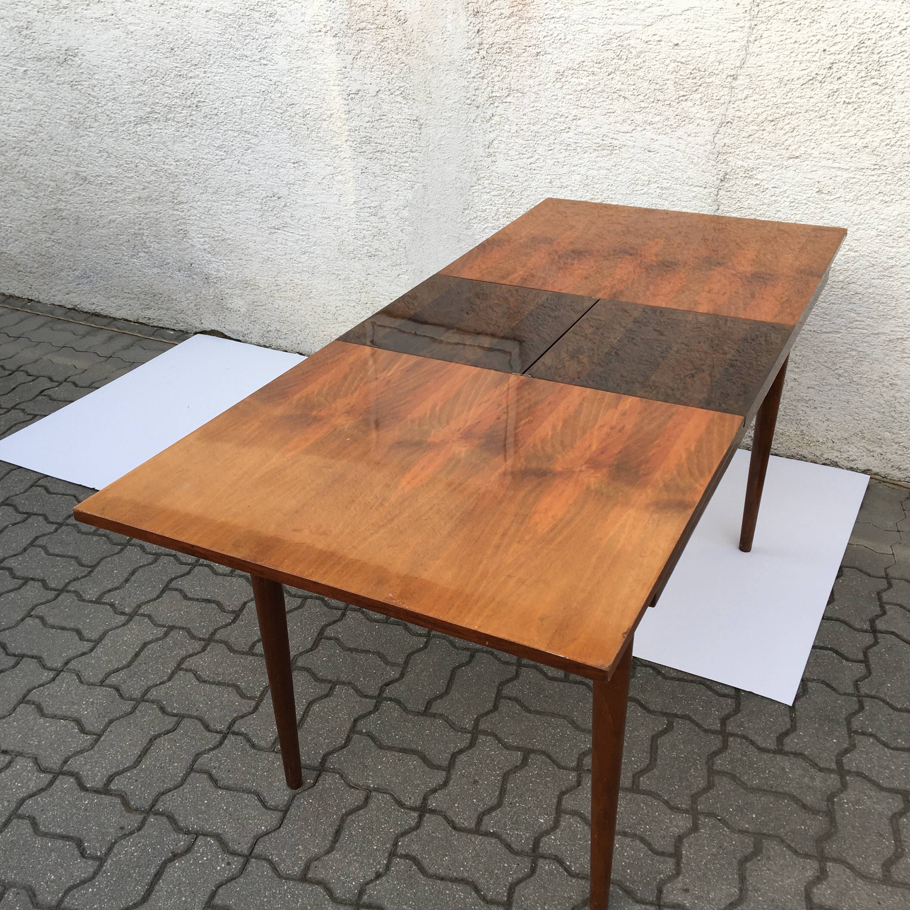 Vintage MIER Topolcany Extendable Dining Table Mid Century 60s Wood 120cm-160cm.