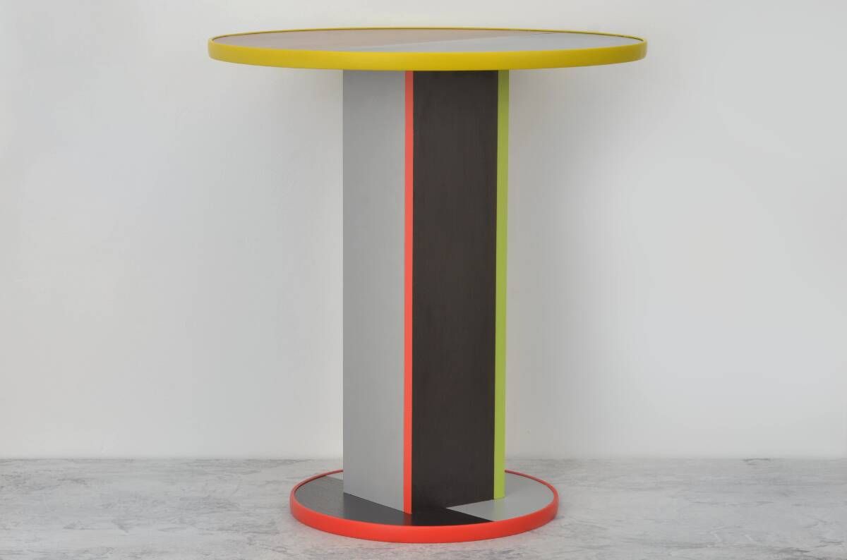 Handmade table made from recycled materials. Neoplasticism-style table.