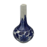 Ancien vase soliflore en porcelaine à décor floral bleu d’asie 18 cm