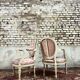Pair of louis xvi style cream lacquered wood medallion back armchairs