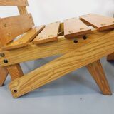 Pair of Vintage Brutalist Slatted Wood Lounge Chairs