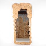 Large rattan leaf pattern mirror
