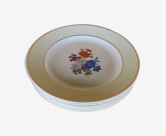Lot de 6 assiettes vintage faïencerie de Gien