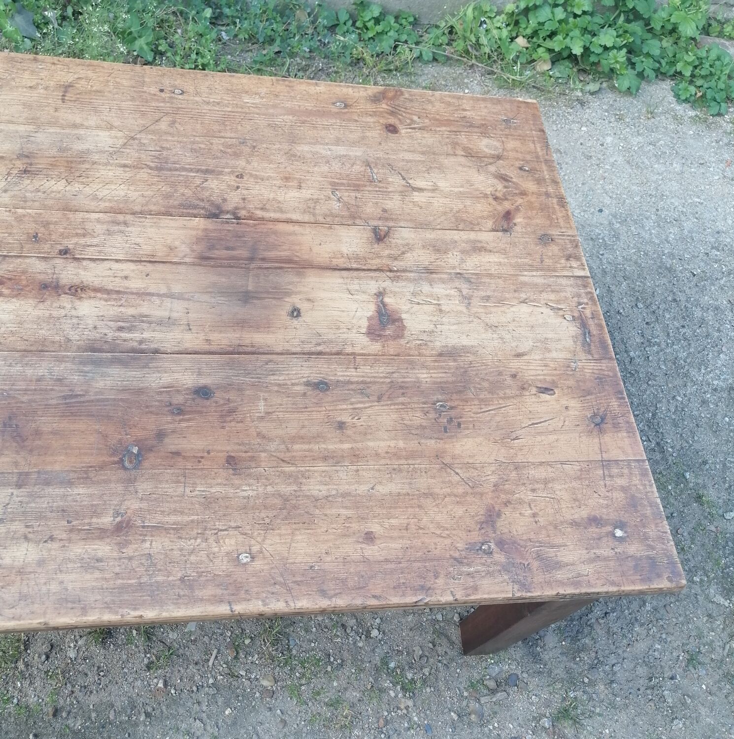 Antique wooden farmhouse table