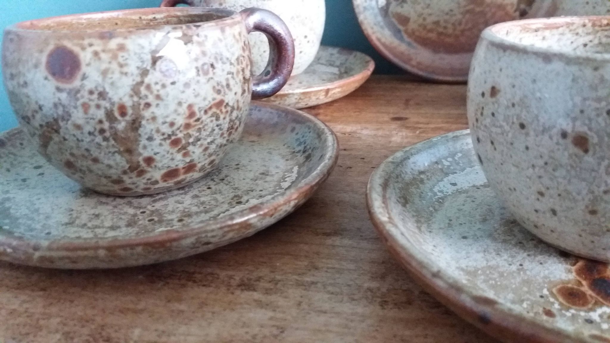 Tea or coffee service in Puisaye stoneware, signed Jean-Pierre Prud’homme
