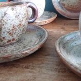 Tea or coffee service in Puisaye stoneware, signed Jean-Pierre Prud’homme