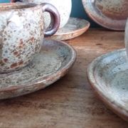 Tea or coffee service in Puisaye stoneware, signed Jean-Pierre Prud’homme