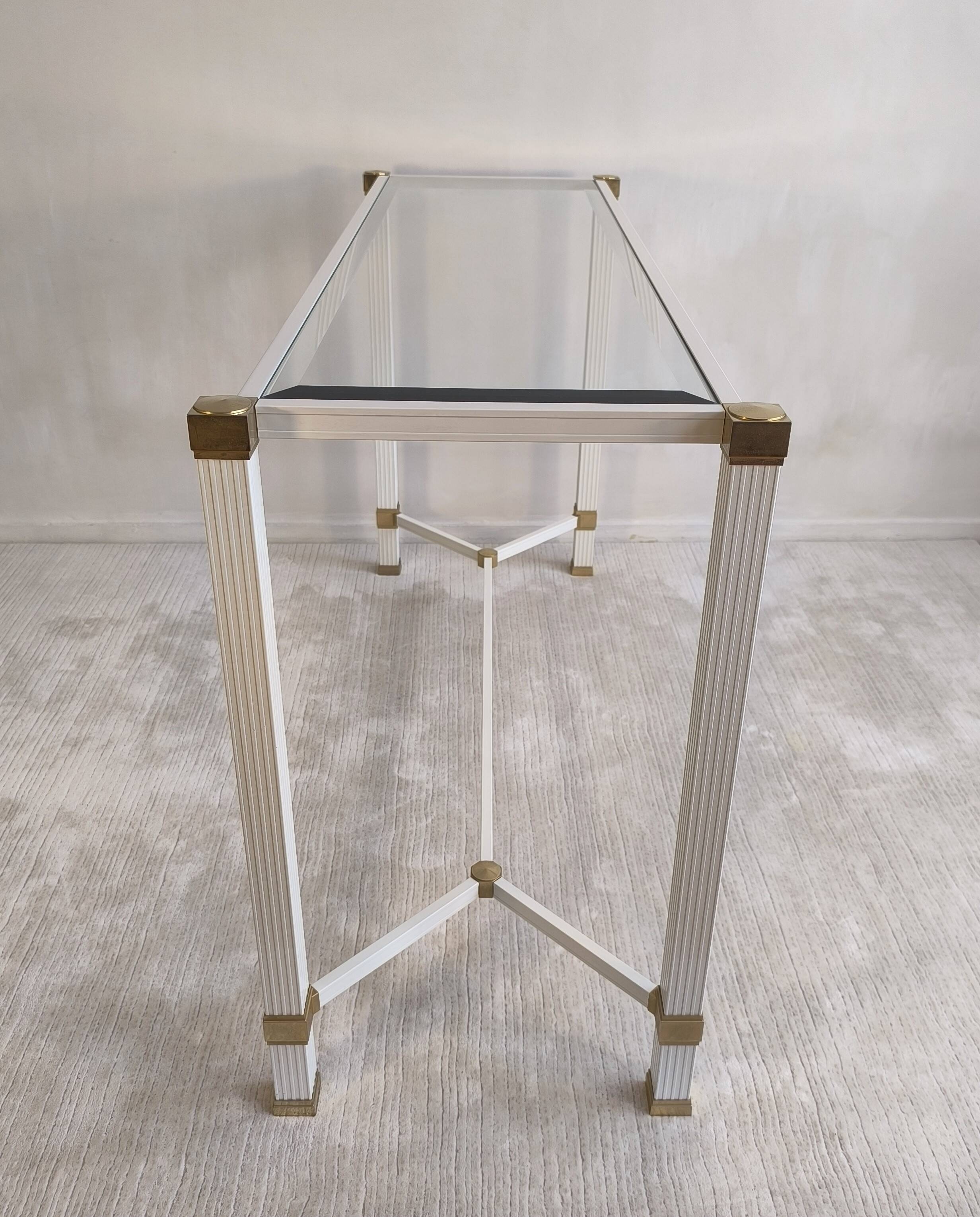 Iconic white console with designer spacer, signed Pierre Vandel Paris