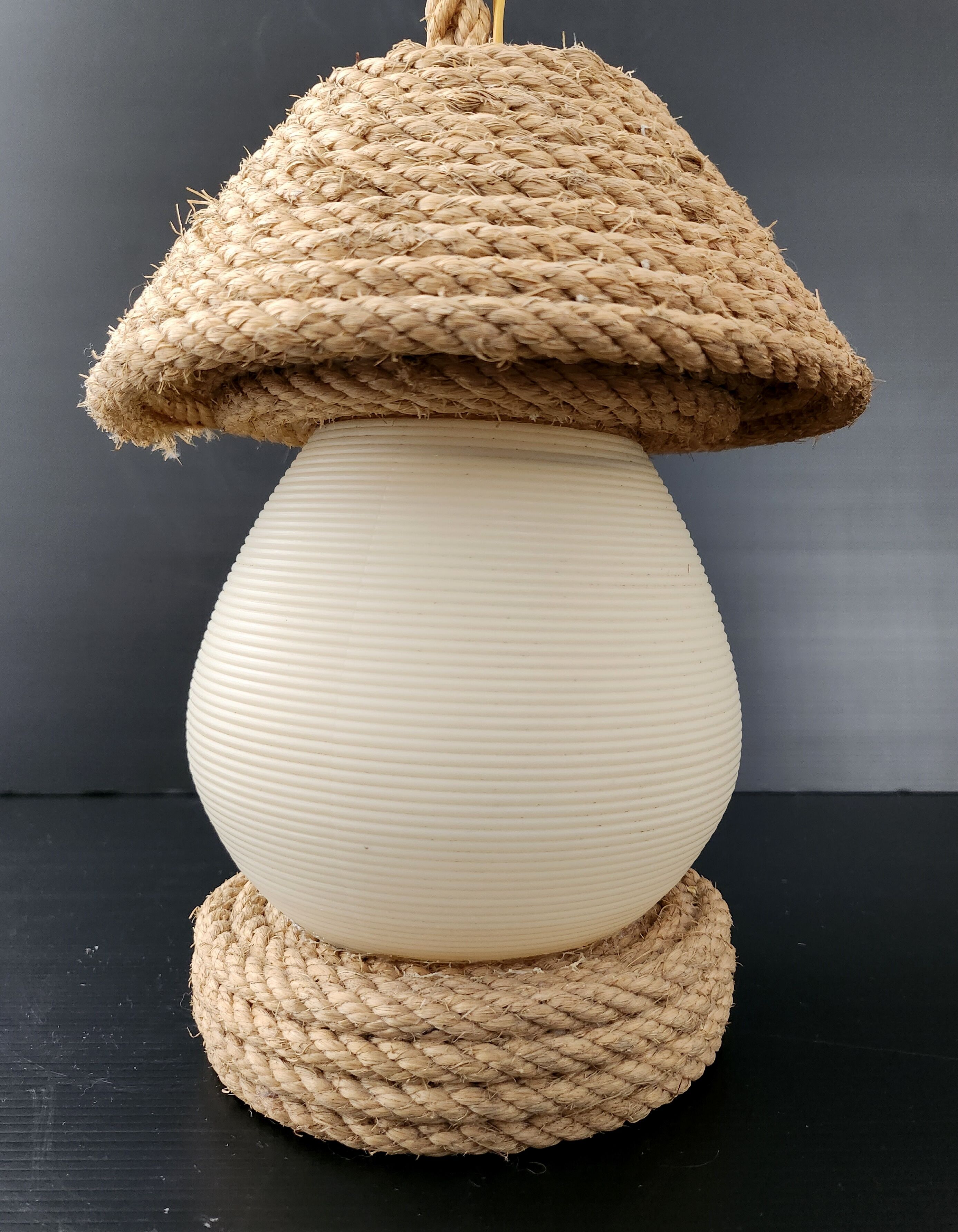 Vintage rope & rotaflex hanging lamp 1950