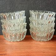 Transparent glass dessert service, vintage salad bowl France.