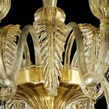 Contemporary Venetian Gold Murano Style Glass Chandelier With Leaves