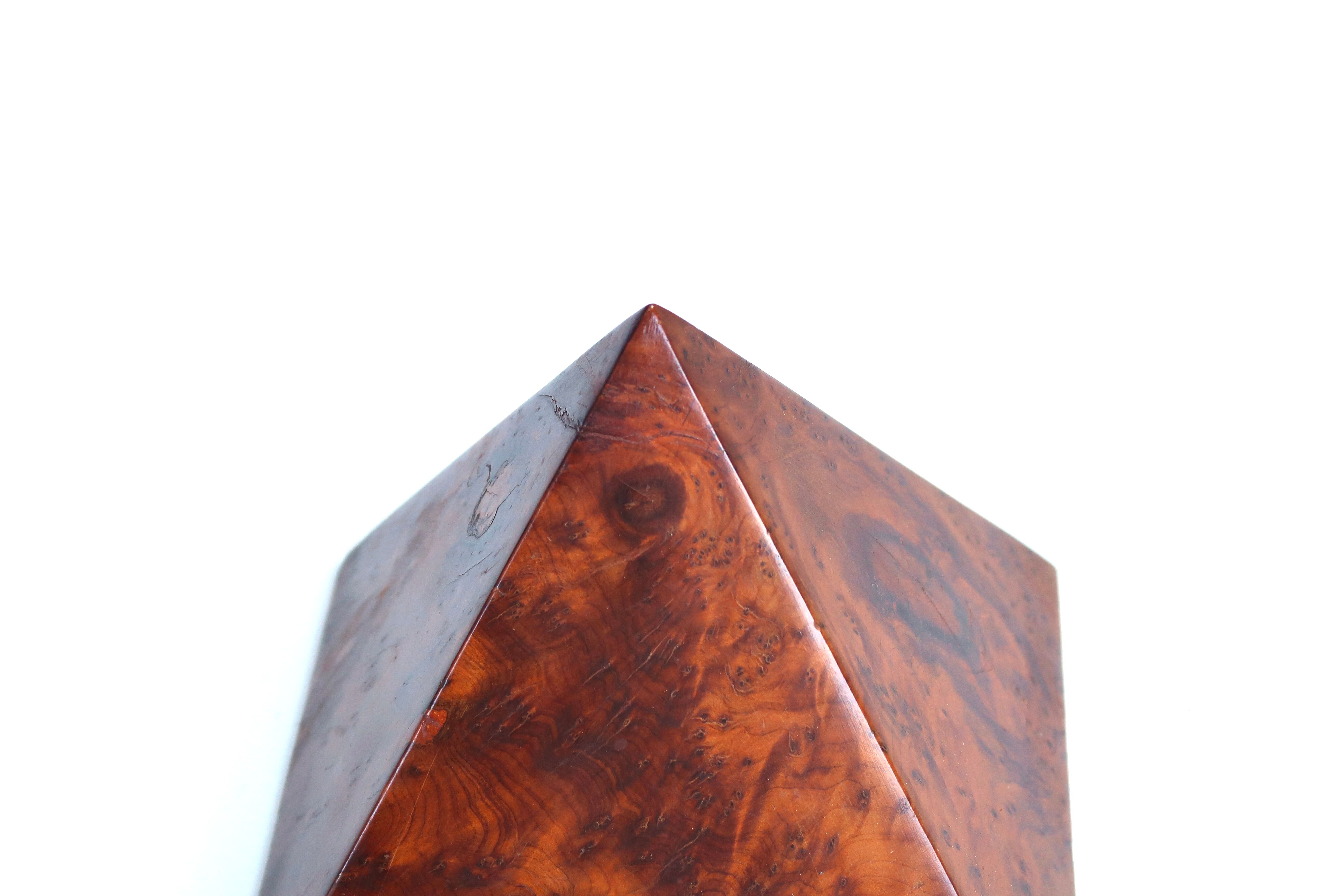 Two wooden pyramids with elm magnifying glass, 70s