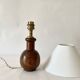 Lampe bois, câble tissu, abat-jour coton
