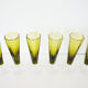 6 Vintage champagne flutes in green glass