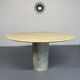 Veined marble round table with central base, Italian design from the 1970s.