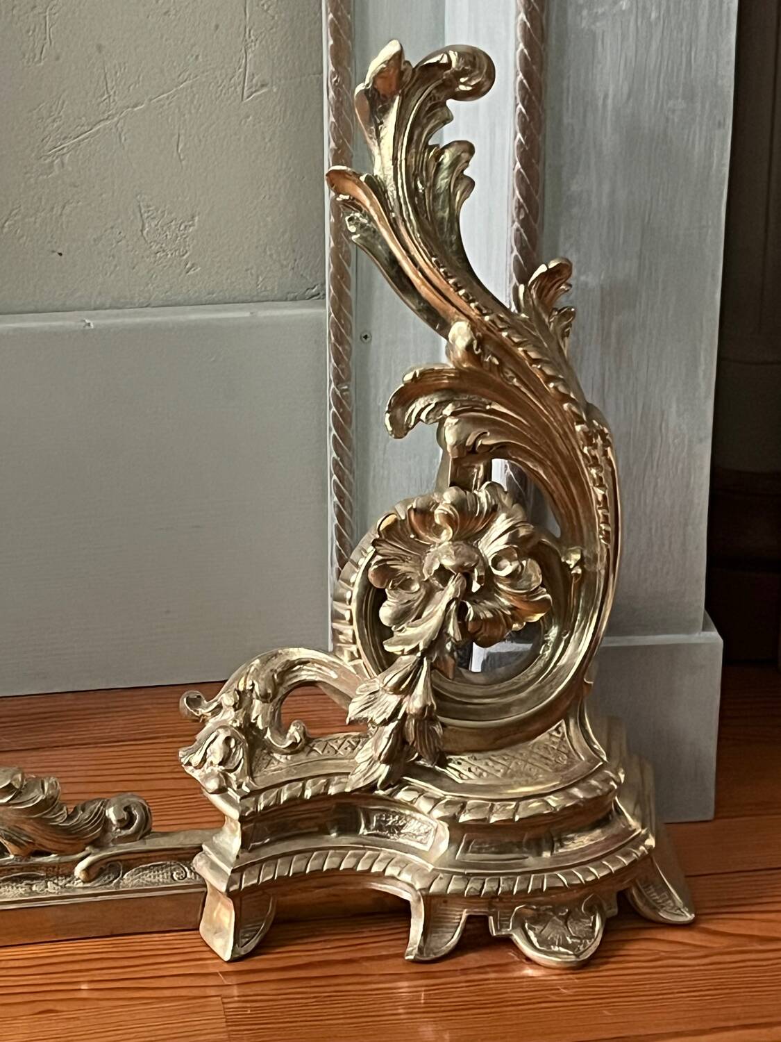 19th-century bronze fireplace garniture