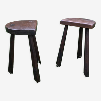 Pair of wooden cottage stools